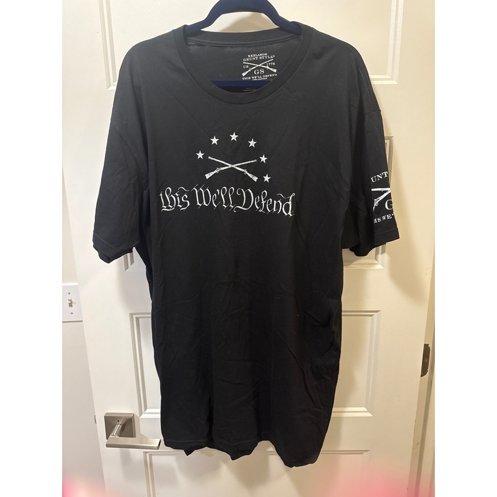 Grunt Style Mens 3XL Black This We'll Defend Graphic T-Shirt 1776 US Flag Cotton